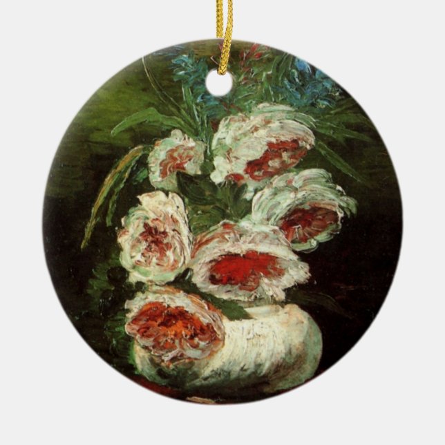 Vas med peonior av Vincent van Gogh Julgransprydnad Keramik (Framsidan)