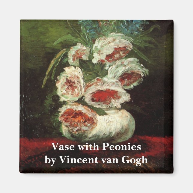 Vas med peonior av Vincent van Gogh Magnet (Framsidan)