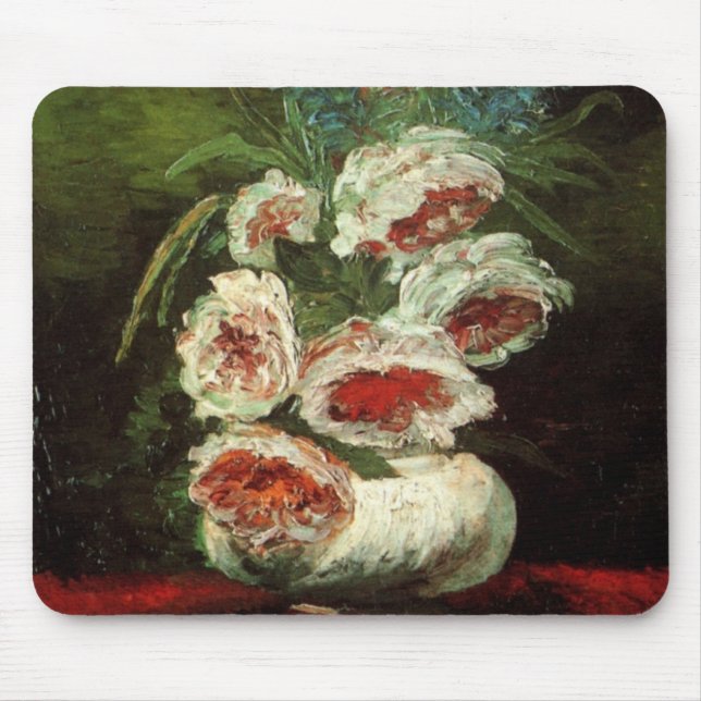 Vas med peonior av Vincent van Gogh Musmatta (Framsidan)