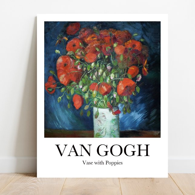 Vas med Poppies från Vincent van Gogh Poster (Iconic Van Gogh: Vibrant red poppies in rustic vase. Bold brushstrokes, museum quality art print)