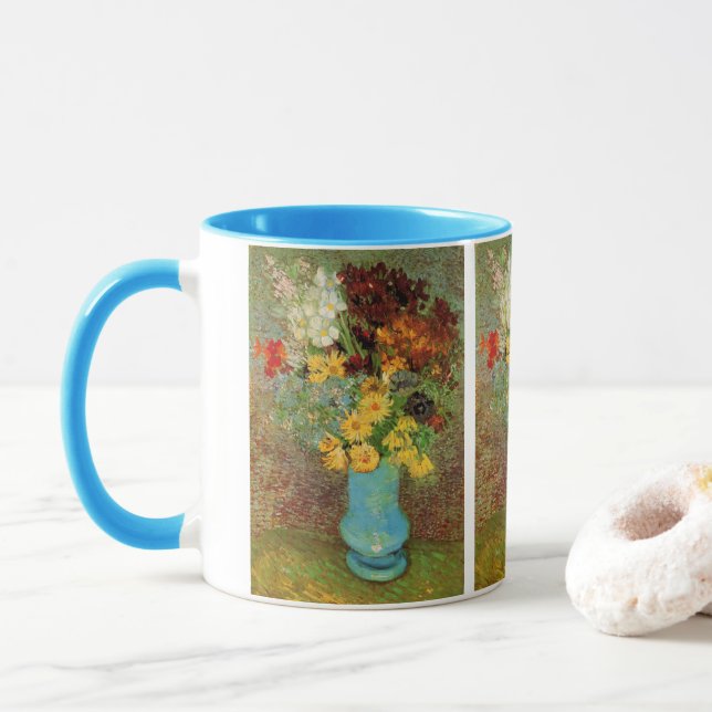 Vas med prästkragar och anemoneblommor av Vincent  Mugg (Med munk)