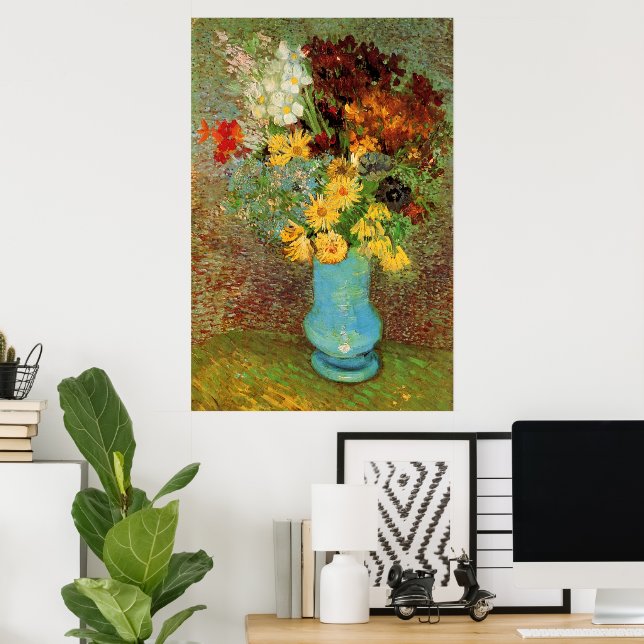 Vas med prästkragar och anemoneblommor av Vincent  Poster (Hemmakontoret)