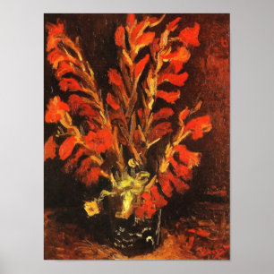 Vas med Red Gladioli Van Gogh Art Poster
