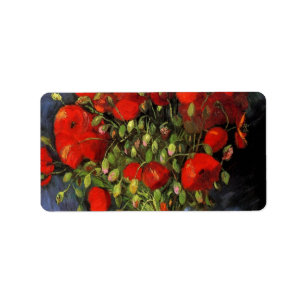 Vas med Red Poppies av Vincent van Gogh Adressetikett
