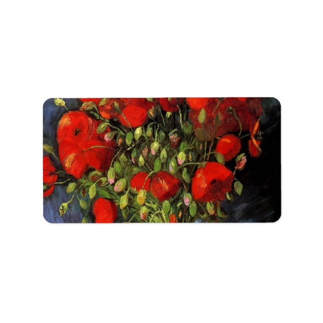 Vas med Red Poppies av Vincent van Gogh Adressetikett (Framsidan)