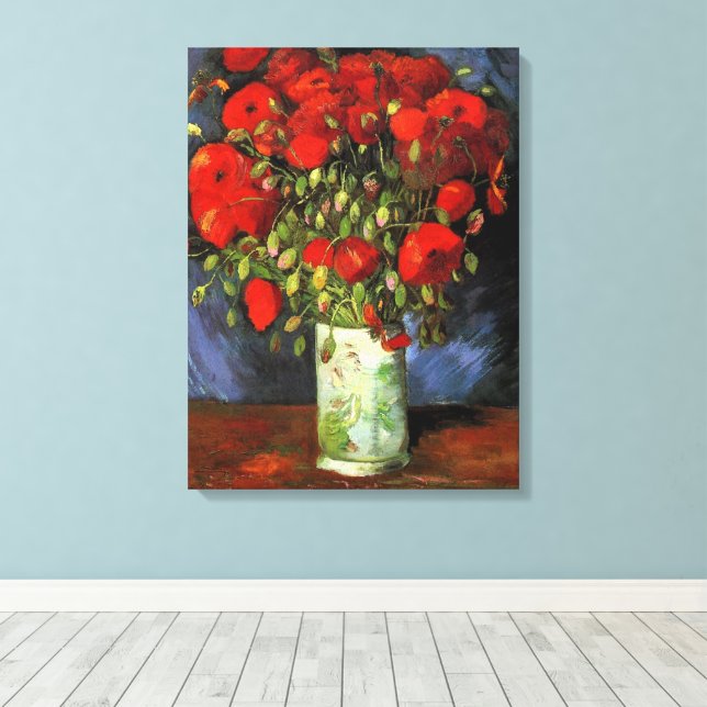 Vas med Red Poppies av Vincent van Gogh Canvastryck (Insitu (trägolv))
