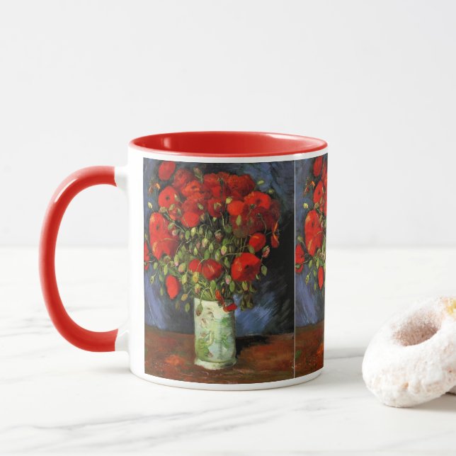 Vas med Red Poppies av Vincent van Gogh Mugg (Med munk)