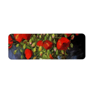 Vas med Red Poppies av Vincent van Gogh Returadress Etikett