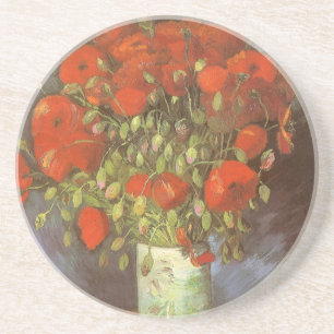Vas med Red Poppies av Vincent van Gogh Underlägg Sandsten