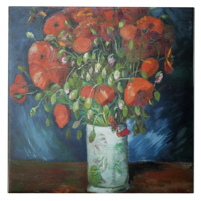 Vas med Red Poppies Vincent van Gogh Ceramic Til Kakelplatta (Framsidan)