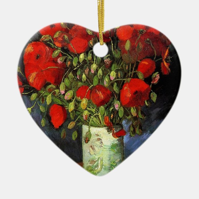 Vas med Red Poppies Vincent van Gogh Julgransprydnad Keramik (Framsidan)