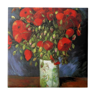 Vas med Red Poppies Vincent van Gogh Kakelplatta