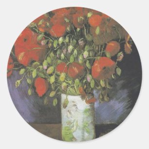 Vas med Red Poppies Vincent van Gogh Runt Klistermärke