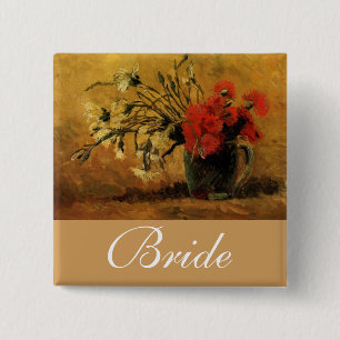 vas med röda och vita nejlikor, van Gogh Knapp