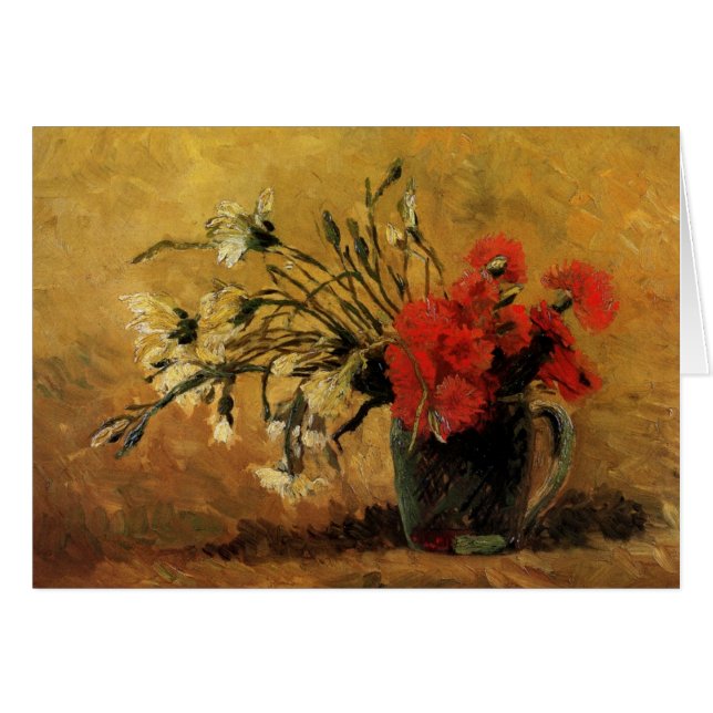Vas med röda och vitnejlikor - Van Gogh OBS Kort (Framsidan Horizontal)