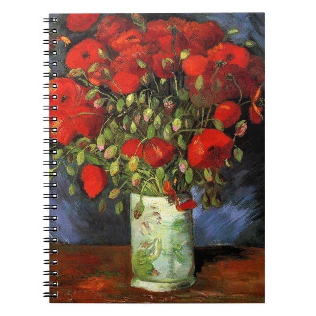 Vas med Röda poppies av Vincent Van Gogh Anteckningsbok (Framsidan)