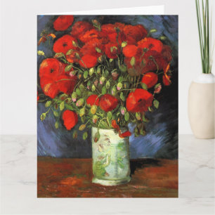 Vas med Röda poppies av Vincent Van Gogh Kort