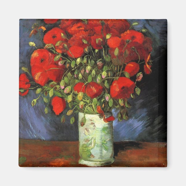 Vas med Röda poppies av Vincent Van Gogh Magnet (Framsidan)