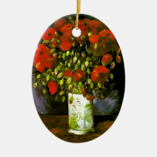 Vas med Röda poppies Van Gogh Fine Art Julgransprydnad Keramik