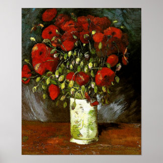 Vas med Röda poppies Van Gogh Fine Art Poster