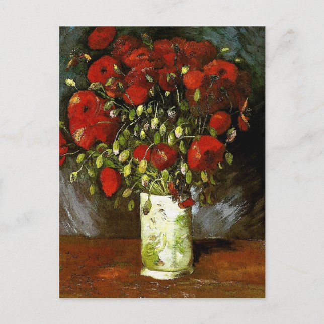 Vas med Röda poppies Van Gogh Fine Art Vykort (Framsida)