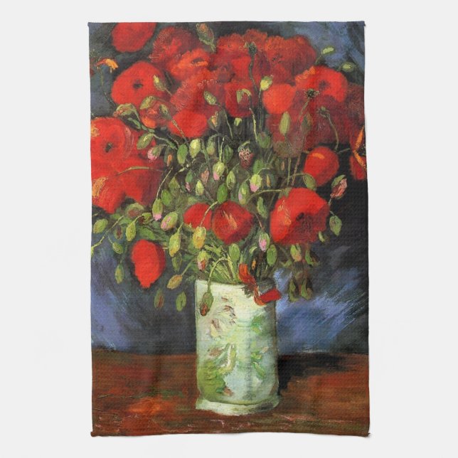 Vas med röda vallmor av Vincent van Gogh Kökshandduk (Vertikal)