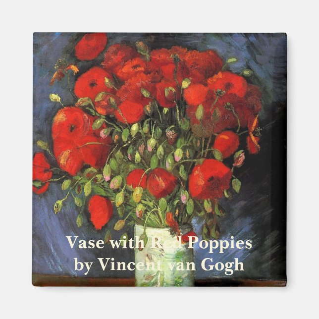 Vas med röda vallmor av Vincent van Gogh Magnet (Framsidan)