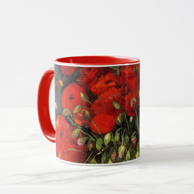 Vas med röda vallmor av Vincent van Gogh Mugg (Framsida vänster)