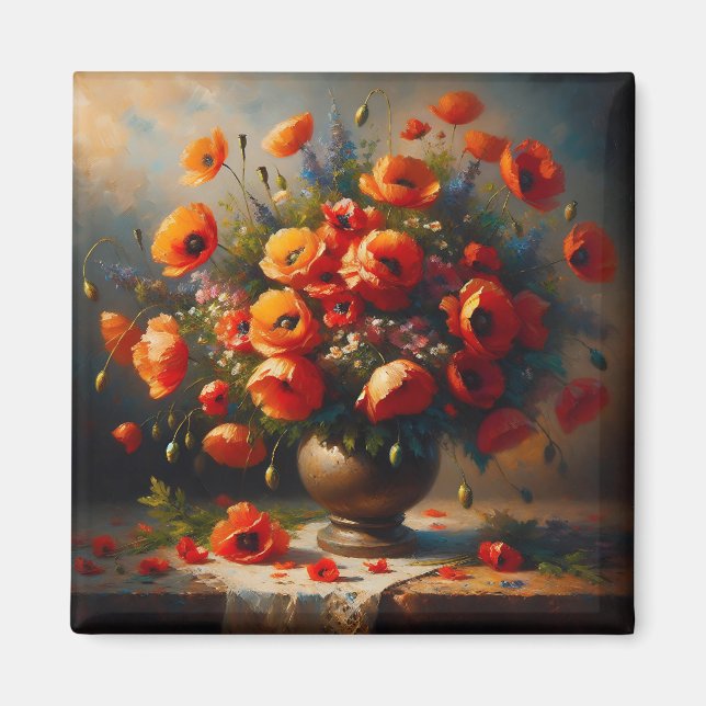 Vas med röda vallmor magnet (Framsidan)