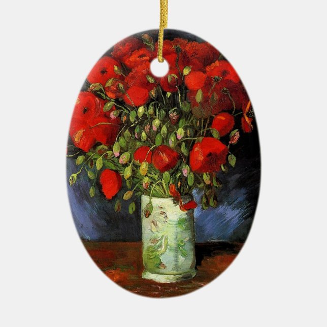 Vas med röda vallmor Vincent van Gogh Julgransprydnad Keramik (Framsidan)