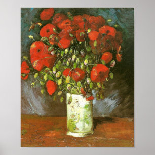 Vas med rödpoppies (F279) Van Gogh Fine Art Poster