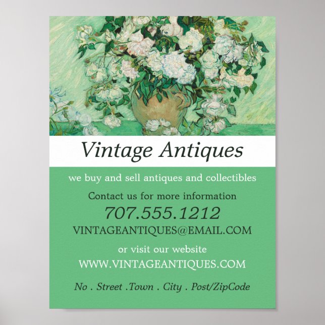 Vas med Rosa ros, Van Gogh, Antique Store Poster (Framsidan)