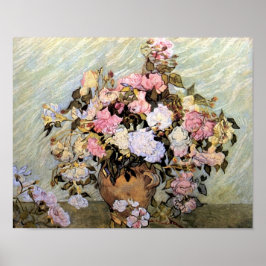 Vas med Rosa ros Van Gogh Fine Art Poster