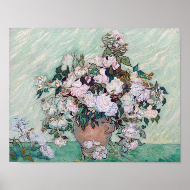Vas med Rosa ros, Van Gogh Poster (Framsidan)