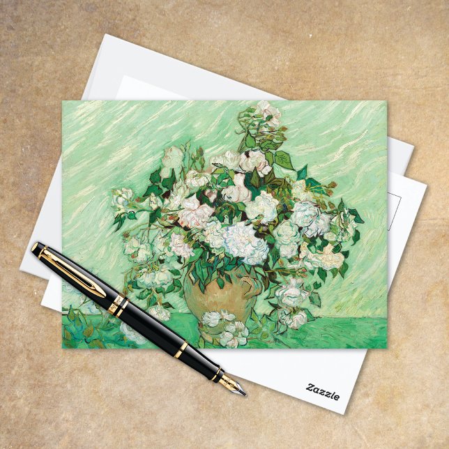 Vas med Rosa ros Vincent van Gogh-vykort Vykort (Skapare uppladdad)