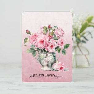 Vas med rosa rosor vykort