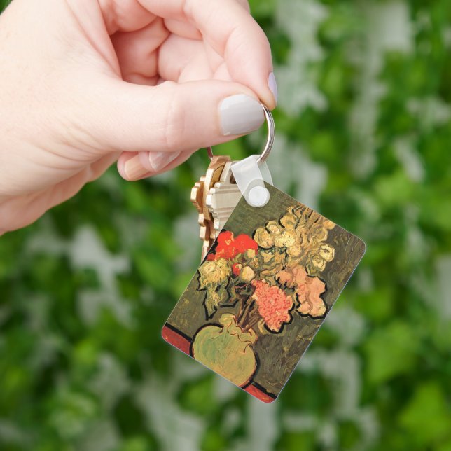 Vas med rosemalvor av Vincent van Gogh Nyckelring (Hand)