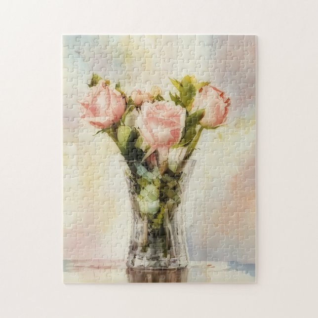 Vas med rosor Vacker blomma Blommig pussel (Vertikal)