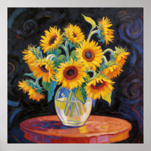 Vas med solrosor efter Van Gogh Poster
