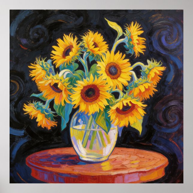 Vas med solrosor efter Van Gogh Poster (Framsidan)