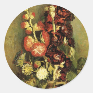 Vas med stockrosor av Vincent van Gogh Runt Klistermärke