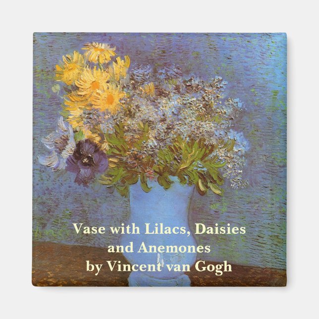 Vas med Syren och Prästkragar av Vincent van Gogh Magnet (Framsidan)