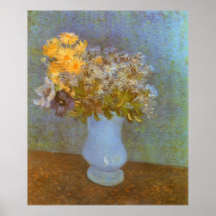 Vas med syren, prästkragar och anemone av Van Gogh Poster