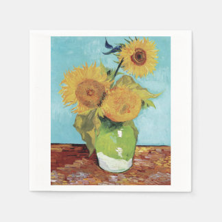 Vas med Three Sunglowers 1888 av Vincent van Gog Pappersservett