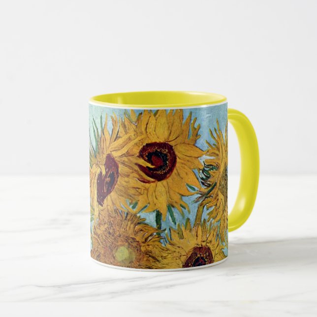 Vas med tolv solblommor av Van Gogh Coffee Mugg (Framsida höger)
