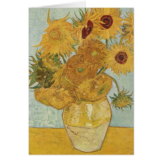 Vas med tolv solblommor av Van Gogh Hälsningskort (Framsidan)