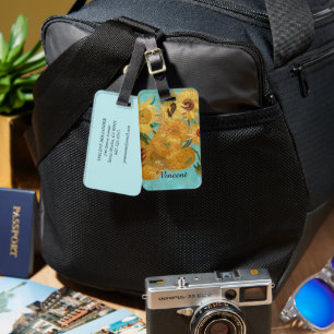 Vas med tolv solblommor av Vincent Van Gogh Bagagebricka