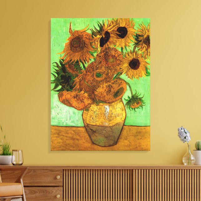 Vas med tolv solblommor av Vincent van Gogh Canvastryck (Insitu (Vardagsrum))