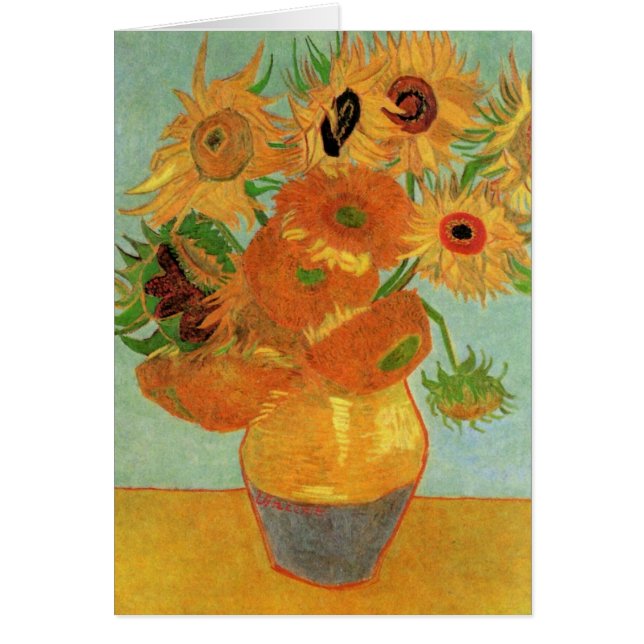 Vas med tolv solblommor av Vincent van Gogh Hälsningskort (Framsidan)