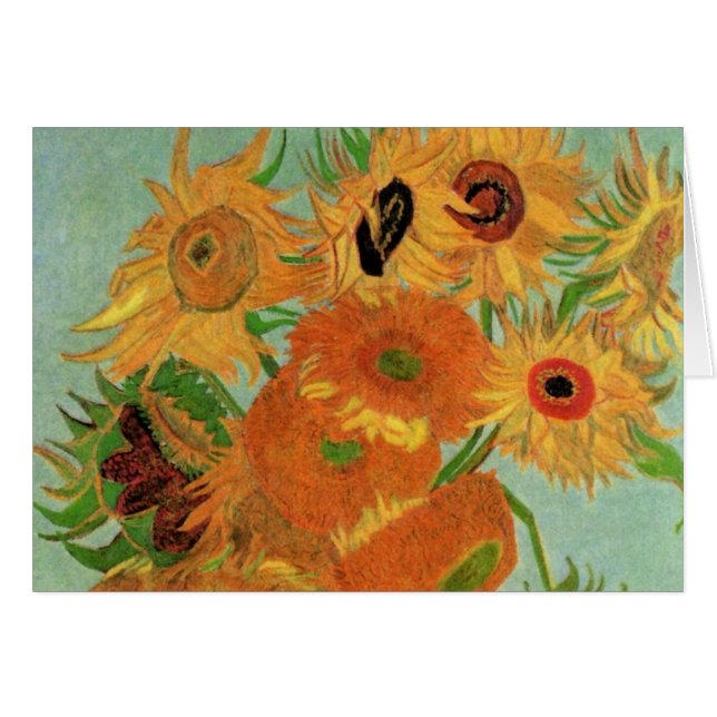 Vas med tolv solblommor av Vincent van Gogh Hälsningskort (Framsidan Horizontal)